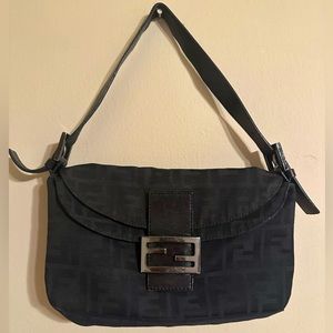 FENDI ZUCCHINO DOUBLE FLAP BAGUETTE BAG